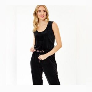 🌺TOMMY HILFIGER BLACK VELOUR SLEEVELESS JUMPSUIT SIZE XL🌺